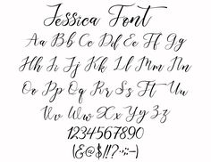 the font and numbers in this handwritten script are all black with white letters on them