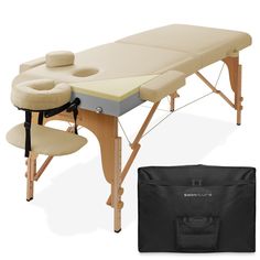 the portable massage table is ready to be used by someone with special needs for use