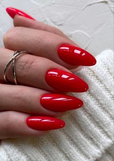 Red Summer Nails, Press Nails, Nails Kit, Red Acrylic Nails, Medium Almond, Simple Acrylic Nails, Red Nail Designs, Almond Acrylic Nails, Glue Stick