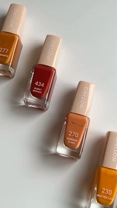 Warm Nude and Caramel Notino Gel Effect Nail Polish 270 Summer Fling, 434 Burnt Bronze, 277 Ambiance, 230 Molten Lava