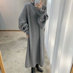 robe pull femme robe d'hiver robe décontractée robe longue marron abricot gris manches longues couleur pure tricot hiver automne col roulé col haut élégant décontracté coupe moderne 2022 taille unique de 2024 ? €42.78 Fall Turtleneck, Casual Turtleneck, Sweater Maxi Dress, Cheap Sweaters, Dresses Casual Winter, Turtleneck Long Sleeve, Elegante Casual, Sweater Dress Women, Puff Sleeve Dresses