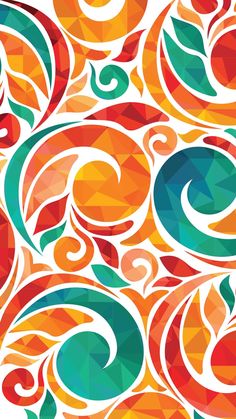 an abstract colorful background with swirls and leaves