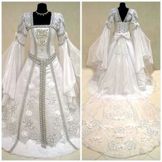 two pictures of the same wedding dress