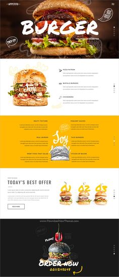 the website design for burger restaurant