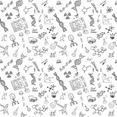 black and white seamless pattern with science symbols stock photo, images and royaltyills