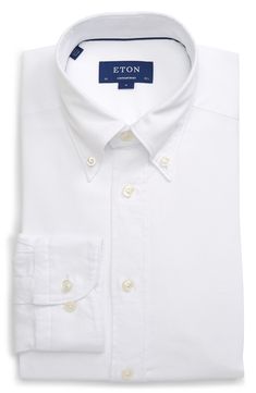 Finely textured cotton elevates a smart dress shirt featuring a sharp button-down collar and rounded, adjustable button cuffs. Shirts from the Eton Soft Casual line are shaped from garment-washed fabrics for comfort and can be worn tucked or untucked for added versatility. Style Name:Eton Soft Casual Line Contemporary Fit Oxford Casual Shirt. Style Number: 6023313. Tailored Cotton Dress Shirt For Spring, Spring Tailored Cotton Dress Shirt, Spring Cotton Tailored Dress Shirt, Classic Tailored Cotton Dress Shirt, Classic Dress Shirt With Buttons For Spring, Classic Dress Shirt For Spring, Classic Button-up Shirt With Back Button Closure, Semi-formal Cotton Shirt With Button Cuffs, Classic Spring Dress Shirt With Buttons