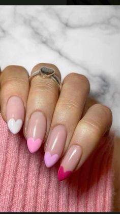 Beetles Nails, French Nails Pink, Red Gel Polish, Pink Gel Nail Polish, White Nails With Gold, Hot Pink Glitter, Month Of Love, Pink Gel Nails, Valentine Nail Art