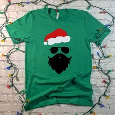 Christmas Shirt - Christmas - Christmas Shirt For Him - Men's Christmas Shirt - Santa Shirt Business Casual Men Winter, Trimmed Beard, Mens Christmas Shirts, Christmas T Shirt Design, Santa Shirt, Handmade Market, Mens Holiday, Aviator Glasses, Santa Shirts