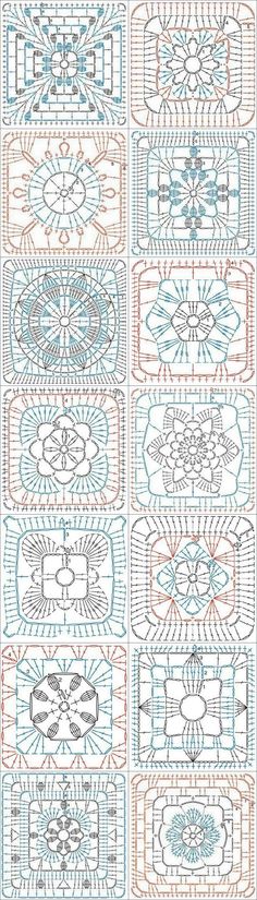 an image of a cross stitch pattern with different colors and designs on it's sides