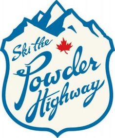 the logo for ski the powder highway, which is located at the bottom of a mountain