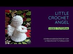 the little crochet angel is sitting on top of a flowered blanket with text overlay