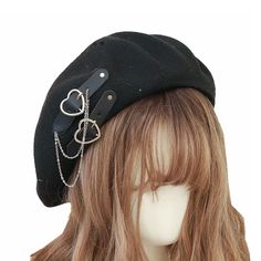 Vendor: mysite Type: Price: 9.99 - 24.99 (5 variants) Harajuku Lolita Gothic Punk Black Heart Beret BE176 Material: Polyester Pattern Type: Solid Applicable Scene: Casual Feature: Decorate  Model Number: Punk Beret Style: Casual Item Type: Berets color: black,red,white,pink style: casual punk beret White Beret, Pink Beret, Outfits Gothic, Casual Punk, Red Beret, Beret Style, Black Beret, Gothic Harajuku, Egirl Outfits