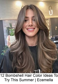 12 Bombshell Hair Color Ideas To Try This Summer | Ecemella #brown #hairstlye Cool Balayage, Crayon Canvas Art, Smokey Hair, Hair For Brunettes, Crayon Canvas, Light Ash Brown Hair, Bob Length, Hair Muse, Bombshell Hair