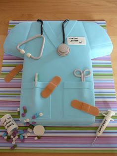 a cake that is shaped like a doctor's coat