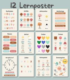 the 12 languages of alphabets and numbers are shown in this poster, which is also used