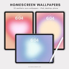 three ipads with different wallpapers and numbers displayed on them, each displaying the same