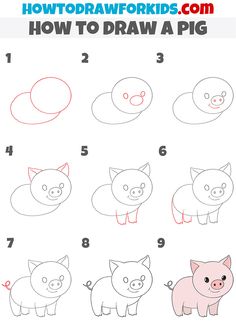 how to draw a pig step by step instructions for kids and beginners with pictures