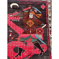 Beautiful late 20th century pictorial rug with a design of dragon hunting, and nice colours, entirely hand knotted with wool on cotton foundation. Pictorial Rug, Late 20th Century, A Design, 20th Century, Hand Knotted, Hunting, Foundation, Rug, Wool