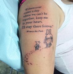 winnie the pooh quote tattoo on arm