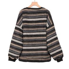 Product Details: Sweater weather O-neck ONE SIZE Striped design Relaxed fit Vintage style Material: Acrylic Striped Sweater Aesthetic, Knit Sweater Y2k, Knit Sweater Oversized, Sweater Aesthetic, Clothing Y2k, Sweater Y2k, Loose Knit Sweater, Coffee Sweater, Oversize Sweater