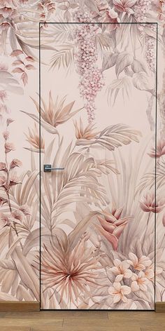 an artistic floral wallpaper with pink and white flowers