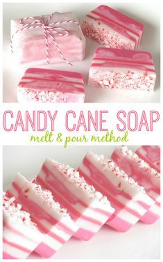 candy cane soap with pink and white stripes on the bottom, next to it is a box of marshmallows