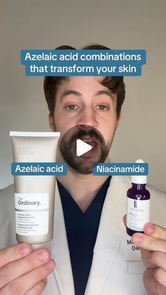 Mark Strom, MD, FAAD on Instagram: "Comment “AZELAIC ACID” and I’ll DM you my two FAVORITE products with azelaic acid (and the rest of the products in this video!)

Azelaic Acid combinations that will TRANSFORM your skin!

Spoiler alert: azelaic acid can pair well with pretty much everything if your skin tolerates it!

Azelaic acid 🤝 Niacinamide = ⬇️ redness and ⬆️even skin tone
Azelaic acid 🤝 Retinol = ⬇️ acne and ⬇️ postinflammatory hyperpigmentation
Azelaic acid 🤝 Vitamin C = ⬇️ hyperpigmentation and ⬆️ brightening
Azelaic acid 🤝 Salicylic acid = ⬇️ clogged pores and ⬇️ acne
Azelaic acid 🤝 Sunscreen = ⬇️ sun spots and ⬆️ even skin tone
Azelaic acid 🤝 Sulfur = ⬇️ acne, ⬇️ rosacea, and ⬇️ perioral dermatitis 

Do you use azelaic acid in your skincare? Let me know ⬇️

#azelaicacid #d Skin Lighting, Retinol For Acne, Post Inflammatory Hyperpigmentation, Spoiler Alert, Skin Serum, Clogged Pores, Even Skin Tone, Salicylic Acid