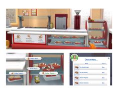 an animated image of a kitchen with food in it