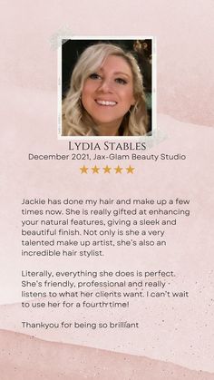 I always feel truly grateful when someone takes the time to leave me such a lovely review too - thank you so much Lydia ☺️ Makeup 40, Green Studio, Mobile Beauty, Guest Hair, Makeup Lessons