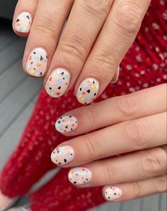 Terrazzo Nail, Nail Art Confetti, Nail Confetti, Grey Terrazo Tile Bathroom Ideas, Confetti Manicure, Floral Nail Art, Nail Candy, Pastel Floral, Nail Decorations