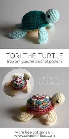 crochet tortoise turtle pattern with instructions to make it in two different colors