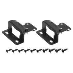 two black metal brackets with screws