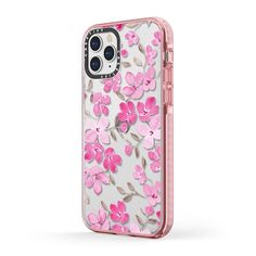 an iphone case with pink flowers on it