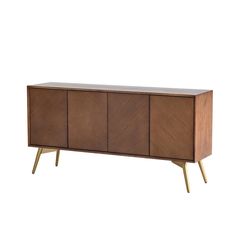 the sideboard is made out of wood and has three doors on one side, two drawers