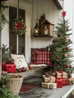 Buffalo Plaid Christmas Decor, Christmas Door Decoration, Plaid Christmas Decor, Christmas Apartment, Christmas Bathroom Decor, Christmas Porch Decor, Rustic Holiday, Light Garland, Indoor Christmas Decorations