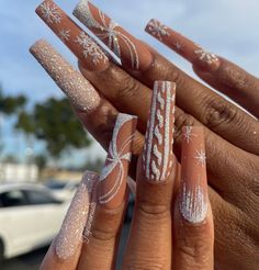 Nail February, Cute Winter Nail Ideas, Winter Nail Ideas, Stilleto Nails Designs, Snow Nails, Winter Nails Acrylic, Glamour Nails, Cute Acrylic Nail Designs, Nail Stuff