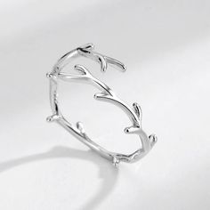 Style: Simple Color: White gold color Size: Adjustable Opening Fashion Element: Geometry Woman Personality, Silver Plated Jewelry, Minimalistic Design, Tree Branch, Fun Earrings, 925 Jewelry, Ring For Women, Boho Rings, Adjustable Ring