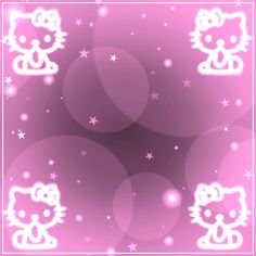 a pink hello kitty wallpaper with stars and sparkles on the bottom right corner