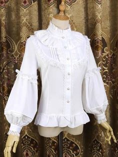 White Flowy Shirt, Victorian Shirt, Recycled Fashion, Character Inspo, Ruffled Collar, Ruffle Shirt, Chiffon Shirt, Fashion Design Clothes, Lace Bodice