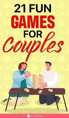 two people sitting at a table with the words 21 fun games for couples on it