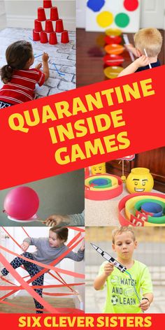 an advertisement for quarantive inside games with pictures of children playing in the background