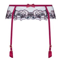 Garter belt AGENT PROVOCATEUR Lindie Embroidered Beads, Small Bows, Agent Provocateur, Baby Blue, Plum, Navy, Beads