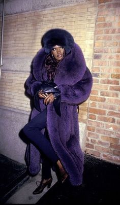 Purple Fur Coat, Bianca Jagger, Lauren Hutton, Grace Jones, Vintage Black Glamour, Studio 54, Diana Ross, Style Noir, Fur Fashion