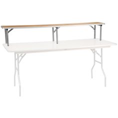 a white table with two benches on each side and one bench below the table is empty