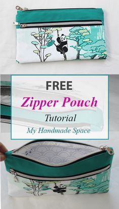 two zipper pouches with the text, free zipper pouch tutorial my handmade space