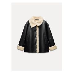 ZARA WOMAN COLLECTIONLong sleeve lapel collar jacket. Front pockets. Contrasting fleece interior. Front button closure.