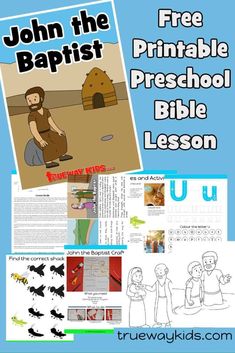 john the baptist printable preschool bible lesson for kids with pictures and text on it