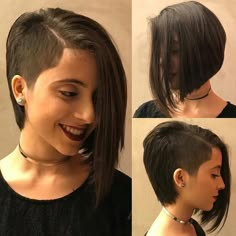 Pixie Sidecut, Side Shave, Shaved Hair Women, Short Undercut, Asymmetrical Bob, Ombré Hair, Haircut And Color, Short Haircut