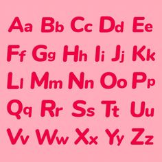 the upper and lower case of an alphabet is shown in red on a pink background