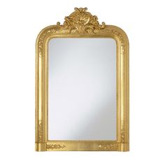 an ornate gold framed mirror against a white background